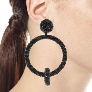 Oscar de la Renta Beaded Double Hoop Earrings
